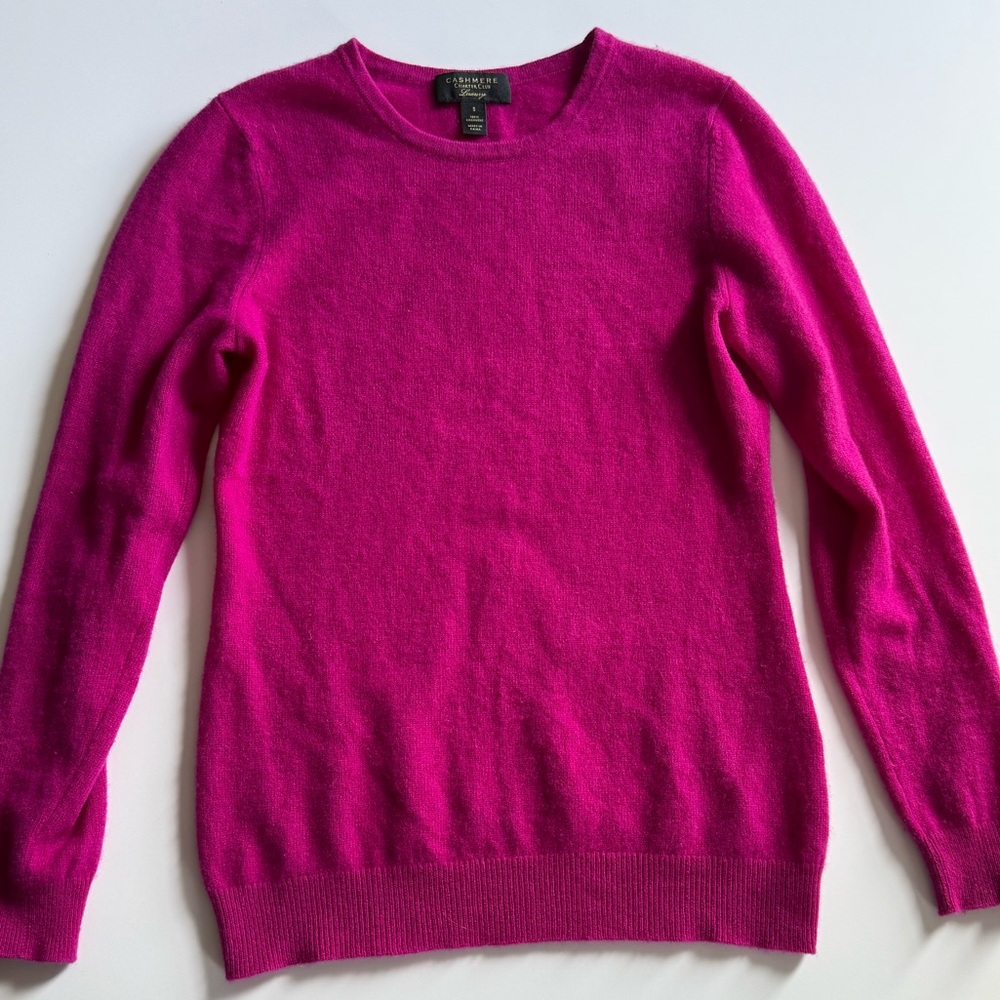 Charter Club cozy soft cashmere sweater small pink purple fuschia